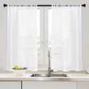 MRTREES White Sheer Tier Curtains - 40 Inch Long, 2 Panel Set for Small Half Windows - Light Filtering, Rod Pocket Voile Cafe Curtains for Kitchen, Bathroom & Dining Room