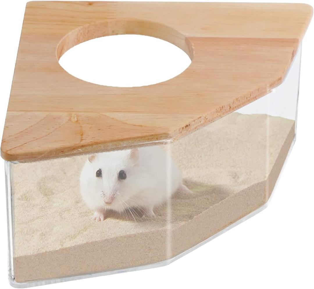 Hamster Sand Bath Box Large, Transparent Acrylic Sand Bath Container & Hamster Bathroom, House and Accessories for Hamsters Gerbils Lemming(Sector)