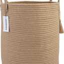 XUANGUO Rope Laundry Basket Laundry Hamper for Clothes Woven Storage Basket for Living Room Bedroom Boho Tall Rope Baskets for Blanket Toys Pillow Towels Baby Nursery Hamper Bin jute (Regular)