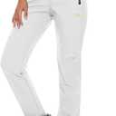 MAGCOMSEN Women's Fleece Lined Waterproof Insulated Snow Ski Pants Winter Warm Hiking Pants Outdoor Softshell (Large, White)
