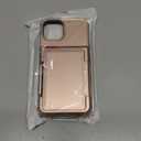 for iPhone 13 Case with Card Holder [Max 5 Cards] Heavy Duty Protective Shockproof Case Dual Layer Hidden Sliding Card Slot Wallet Case for iPhone 13 Phone Case Women&Men 6.1'' Rose Gold