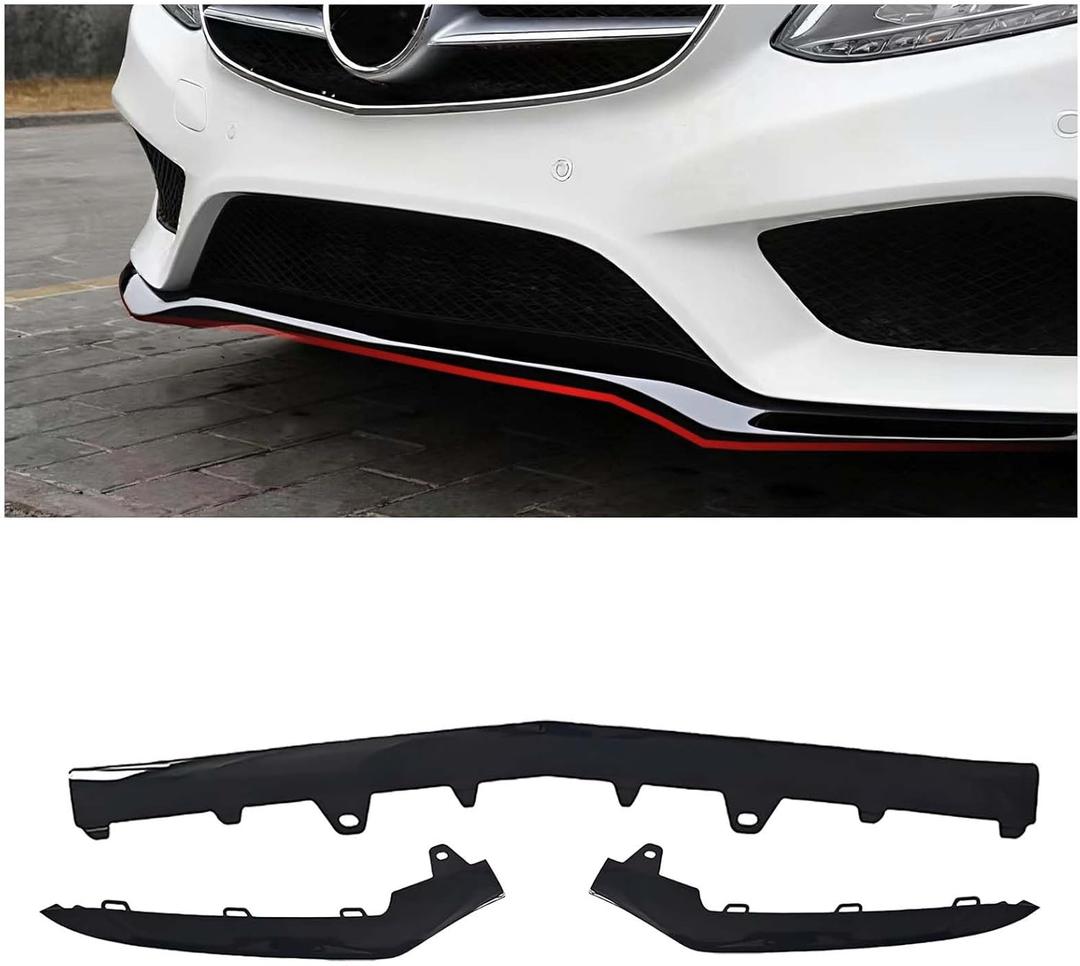 Front Bumper Chrome Trim Molding Compatible with Mercedes-Benz E Class 2014-2016 W212 E250 E350 E400 E500 E550 Does Not Fit 2 Door Coupe, L:A2128852774,R:A2128852874,MID:A2128852674(Black)