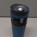 Owala SmoothSip Slider Insulated Stainless Steel Coffee Tumbler, Reusable Iced Coffee Cup, Hot Coffee Travel Mug, BPA Free 20 oz, Grey/Blue (High Dive)