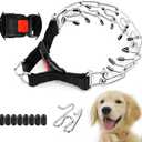 Supet Prong Collar for Dogs, Adjustable Dog Choke Collar Adjustable Dog Pinch Collar with Quick Release Buckle for Small Medium Large Dogs(Packed with One Extra Links) (Metallic)