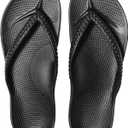KIDMI Women's Arch Support Flip Flops Comfortable Orthopedic Sandals for Plantar Fasciitis, Light Black 38