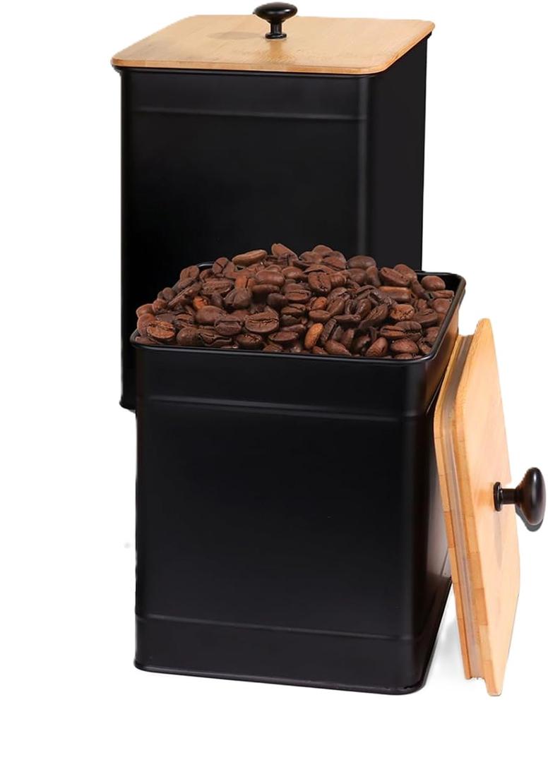 Black Canisters  for the Kitchen Counter Cat Food