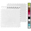 12 Pcs Shaggy Interlocking Foam Carpet Tiles - 12" x 12", 12 Sq, Ft Kids Carpet Squares Protective Floor Mats Crawling Exercise Area Rugs for Children Room, Home or Classroom Use, White