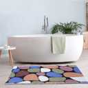 Shower Mat Non Slip, 15.736 Inch, Shower Mats for Showers Anti Slip, Non Slip Bath Mat for Shower and Bathroom, Wet Area, Quick Drying, No Suction Cups, Colored Pebbles