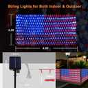 Solar American Flag Lights Outdoor, 420 LED Waterproof American Flag Net Lights 6.75FT x 3.53FT Patriotic Ornaments for Outdoor Home,Yard,Garden,Camping,Memorial Day,4th of July,Christmas Decorations
