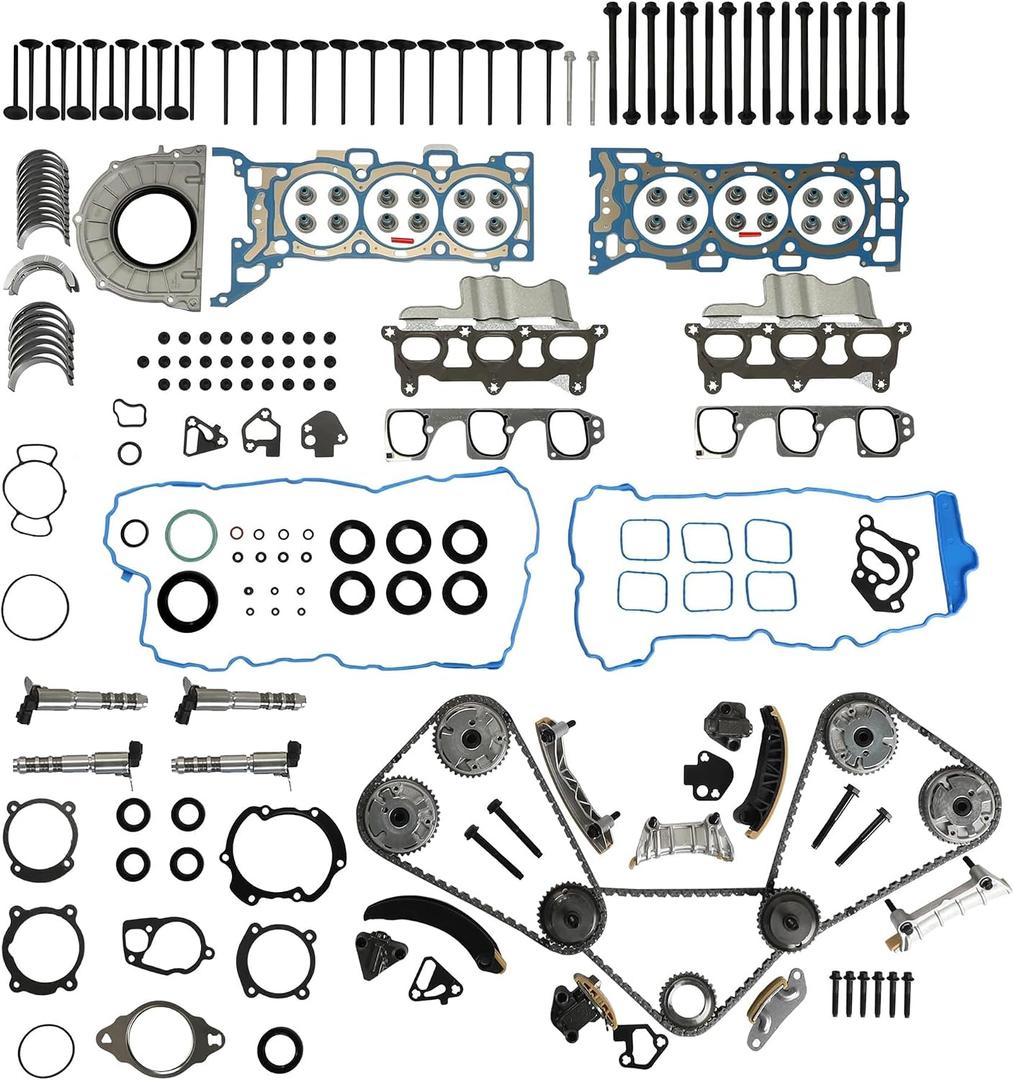 3.6 Engine Rebuild Overhaul Kit Timing Chain Kit & Head Gasket Bolt Set Valve Bearing Kit Fit For GMC Acadia Buick Enclave Saturn Outlook Chevrolet Traverse 3.6L V6 DOHC 2009-2016 HS26376PT-5 9-0753S