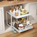 Golener 2-Tier Expandable Pull Out Cabinet Organizer - 21" Deep Slide Out Drawers for Kitchen Cabinets, Bathroom Organizers and Storage, Under Sink Organizer for Kitchen Storage Organization, White