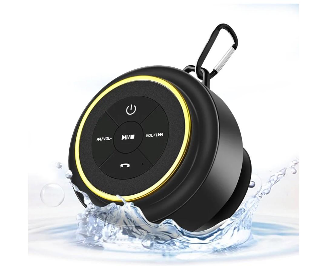 Bluetooth Shower Speaker with Carabiner, Portable Bluetooth Speakers with Suction Cup, IP67 Waterproof, Wireless, Floating, for Camping Beach Travel, Gift for Men, Women
