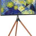 WALI Tripod TV Stand, Modern Easel TV Stand for 45 to 65 inch Screens, Portable TV Floor Stand with Beech Wood Legs Stand, Height Adjustable Corner TV Mount for Home, Studio,Office, Black