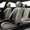 5PCS H7 Front and Back Car Seat Covers Auto Interior Accessories with Water Proof Nappa Leather for Cars SUV Pick-up Truck Universal Comfortable and Breathable (Full Set, Black&Grey)