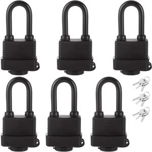 STARVAST Waterproof Padlocks Keyed Alike for Outdoor Use, Laminated Steel Lock Set Heavy Duty Outdoor Security Padlock for Door, Gate, Shed, Trailer, Storage, Chain, 6 Pack