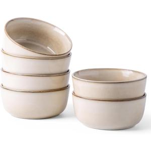 AmorArc Cereal Bowls Set of 6 for Kitchen, 26oz Stoneware Soup Bowls Set for Cereal Soup, Modern Kitchen Bowls for Meal, Dishwasher &Microwave Safe, Reactive-Color (Cappuccino)