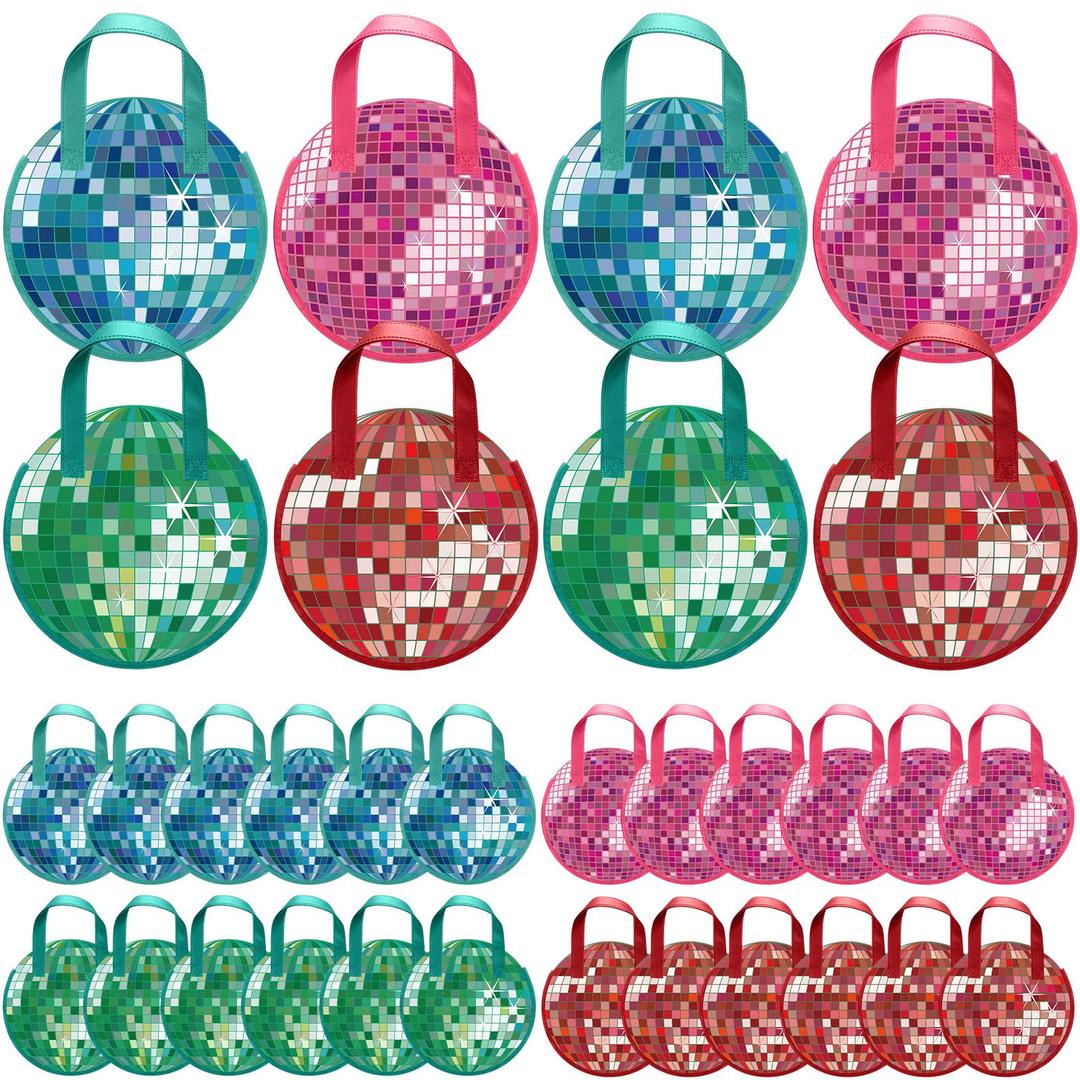 Aliceset 20 Pcs Disco Party Gift Bags Disco Ball Non Woven Goodie Bags Tote 70s 80s Supplies Valentines Day Party Favors for Women Dancing Bachelorette Birthday Wedding Decoration (Multicolor)