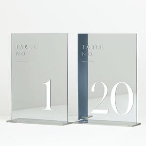 JINMURY Sliver Wedding Table Numbers 1-20 with Stands, 5"x7" Sliver Mirror Acrylic Table Numbers for Wedding Reception (Sliver Mirror White Font, Number 1-20, 5"x7")