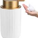 Soap Foaming Dispenser Ceramic with Easy-to-Press Pump Hand Foam Dispenser for Shampoo Bathroom Countertop 13.5 oz (Foam-retro-goldwhite)