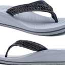 KuaiLu Women's Rhinestone Platform Arch Support Flip Flop Sandals