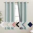 NICETOWN 100% Absolutely Blackout Linen Curtains with Thermal Insulated Liner, Seafoam Green, 42" Wide, 54" Length Energy Saving Curtains for Dining Room 2 Panels Set, Vertical Blinds