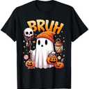 Bruh Ghost Halloween Cute Ghost Trick Or Treat Candy Kids T-Shirt 5XL