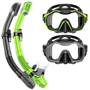Kwambiri Snorkeling Gear for Adults, Dry-Top Snorkel Set, 180°Panoramic Wide View Diving Mask Breathing Freely Snorkel Mask for Snorkeling Scuba Diving Swimming Travel