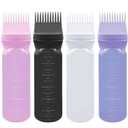 ELANE 4 Pack Root Comb Applicator Bottle,Hair Oiling applicator,Oil Comb Applicator,Hair Bottle Applicator for Hair Dye Shampoos Hair Salons. (Black+white+purple+pink)