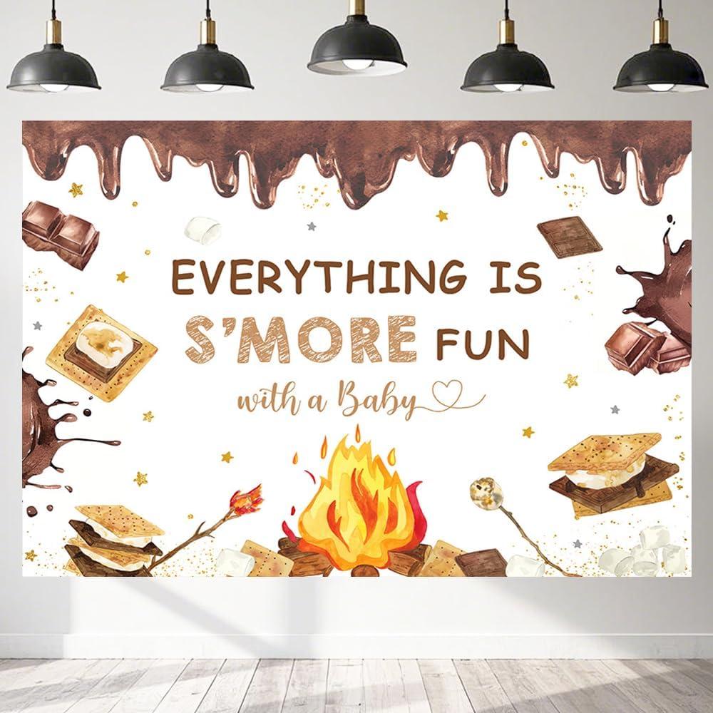 7x5ft SMores Party Decorations Everything is SMore Fun with A Baby Backdrop Camping Campfire Camper Party Supplies Banner Photography Background Photo Studio Props