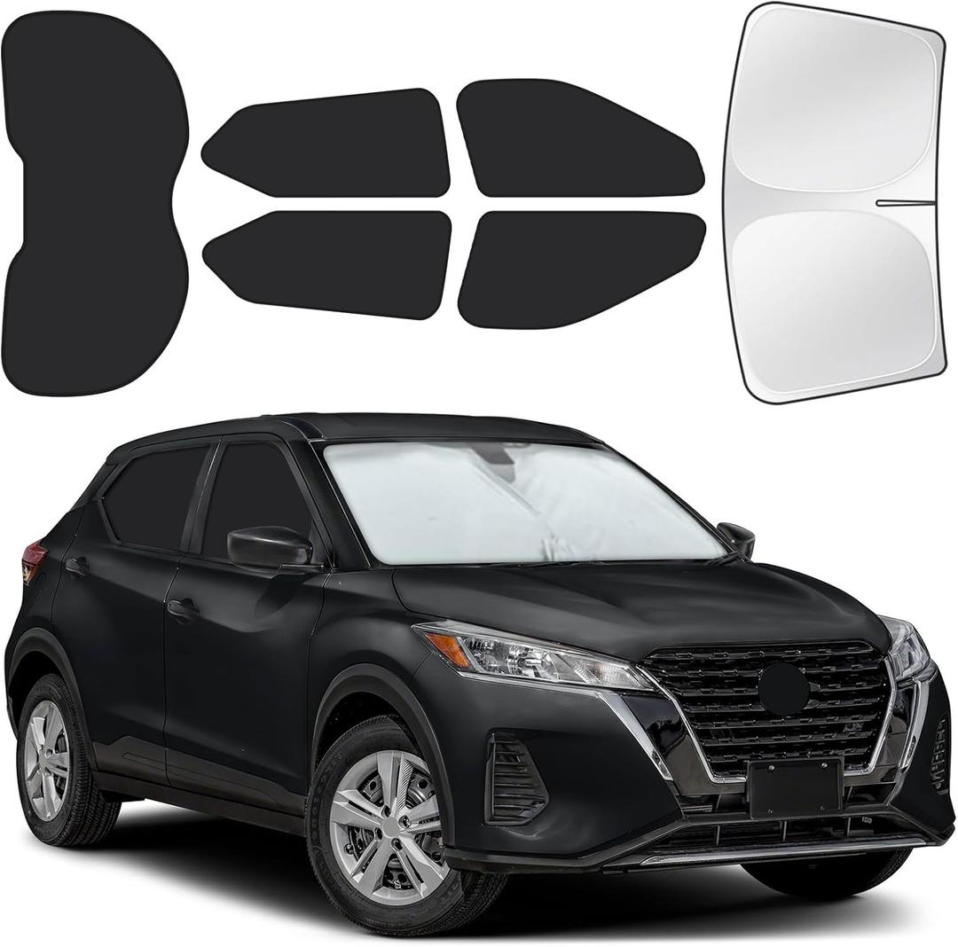 for Nissan Kicks 2018-2024 Car Window Shades, 6pcs Privacy Sun Shade Set for Front Windshield Side and Rear Windows, Full Window Covers Keeps Vehicle Cool for Camping Napping