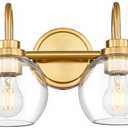 Bathroom Light Fixtures, 4-Light Brushed Gold Vanity Lights with Globe Clear Glass, 30 Inch Champagne Bronze Vanity Lighting Fixtures Over Mirror, AD-22280-4W-GD