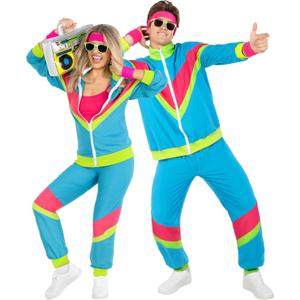 Morph Neon 80s Track Suit Men's 80s Costumes For Men, 1980s Costume For Women, Halloween Costumes For Adults Tracksuits 90s (3X-Large)
