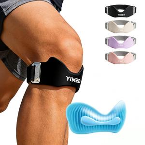 Silicone Patellar Tendon Support Strap, Adjustable Non-Slip Knee Brace Patella Strap Support, Knee Pain Relief Patella Band for Jumpers Knee, Tendonitis, Basketball, Tennis & Squats, Black