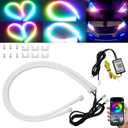 Qasim Sequential LED Strips APP Bluetooth Control RGB Multi Color Headlight 24Inch LED Daytime Running Lights Flexible DRL Tube Strip 12V 2-Pack