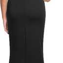 WOOSEA Women Sleeveless V Neck Split Evening Cocktail Long Dress (Black)