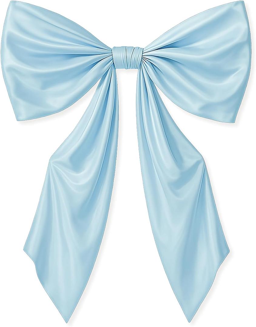 43 x 24 Inches Large Bow Themed Party Decorations Giant Blue Bow Decor Satin Ribbon, Contains Felt Big Blue Bow Wall Decor Girl Coquette Birthday Wedding Decorations