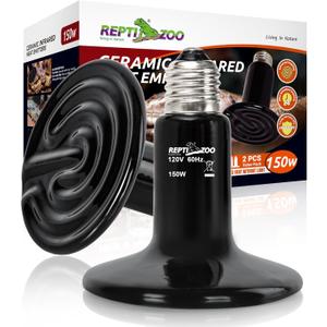 REPTI ZOO 150W Reptile Heat Lamp 2Pack Ceramic Heat Emitter Night Heat Lamp Bulbs Reptile Terrarium Heat lamp Tank Heat Bulb for Turtle Bearded Dragon Gecko Lizard Snake Chicken E26