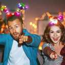 Lighting Up Christmas Headbands, Reindeer Antler Santa Hat Bow Hair Hoop for Xmas Party Favors Decorations