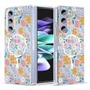 JUMIUSTNB Magnetic Case for Galaxy Z Fold 5, Clear with Flowers, Slim Anti-Yellow Hard PC Protective Soft TPU Bumper Shockproof Cute Case, Daisy(10-64)