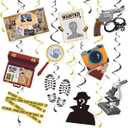 30PCS Detective Murder Hanging Swirls Mystery Detective Party Decorations Crime Scene Ceiling Swirls Murder Dinner Evidence Marks Party Supplies