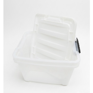 Clear Large Storage Bin with Wheels, Plastic Latching Boxes with Lid, 15x12x 9 Inches