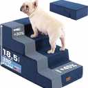 Gardner Pet Dog Stairs for Small Dogs 18.5" H, 4-Step Extra Wide Dog Steps for Bed, Pet Stairs for Bed and Couch with Durable Non-Slip Waterproof Fabric Cover and Soft Foam, Navy