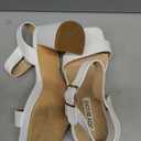 JOY IN LOVE Women's Chunky Platform High Heels Ankle Strap Block Heel Sandals (7, White Matte)