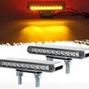 Partsam 2Pcs 6.5" Double Face Truck Semi Trailer Light Bars 10LED Red/Amber Clear Lens Waterproof with Double Studs Sealed Dual Face Led Turn Signal Stop Tail Marker Lights 12V
