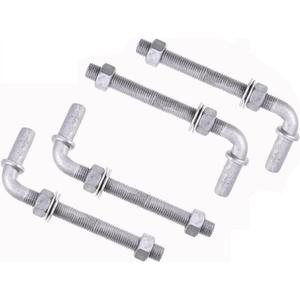 J-Bolt Post Hinge with 5/8" Hinge Pin Galvanized Post Gate Hinge for Chain Link Fence, Washers & Nuts Included (6" (4 Pcs))