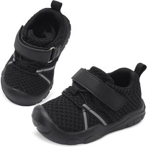 FEETCITY Toddler Sneakers Wide Toddler Shoes Boys Girls Tennis Shoes Sports Running Walking Sneakers (Black)