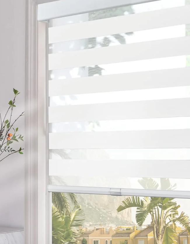 Persilux Cordless Zebra Blinds for Windows (33" W x 72" H, White) Light Filtering Zebra Shades for Indoor Windows, Sheer Shades Thermal Insulated Blinds with Upgraded Cassette, Window Shades for Home