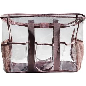 ESVAN Utility Clear Tote Bag with 5 Exterior Pockets Stadium Approved Perfect Gifts for Work,Beach