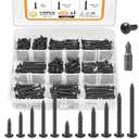 VIGRUE 260PCS #6#8 Black Wood Screw Assortment Kit, 304 Stainless Steel Pan Head Self Tapping Screws, Black Oxide