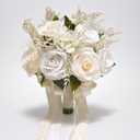 LESING Bridal Wedding Bouquets Artificial Rose Flowers Bouquet Handmade Romantic Wedding Bouquets for Bride Bridesmaid Holding Flowers (Bouquet-Rose White 1)